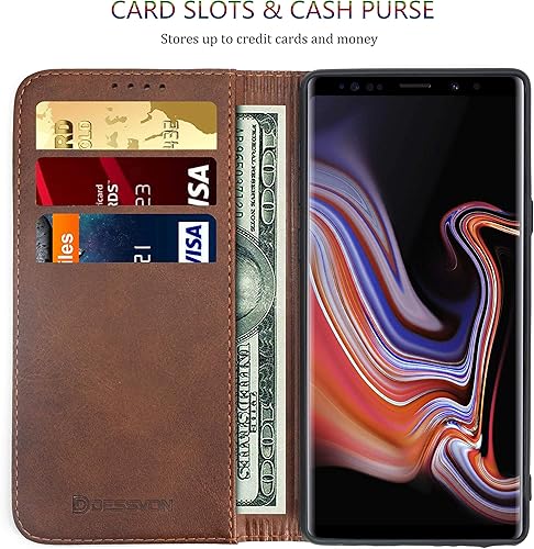 Miniatura 3 de Funda protectora para teléfono Galaxy Note 9, Samsung Note 9 con tarjetero y tarjetero, diseño de negocios fuerte magnético sin hebilla compatible