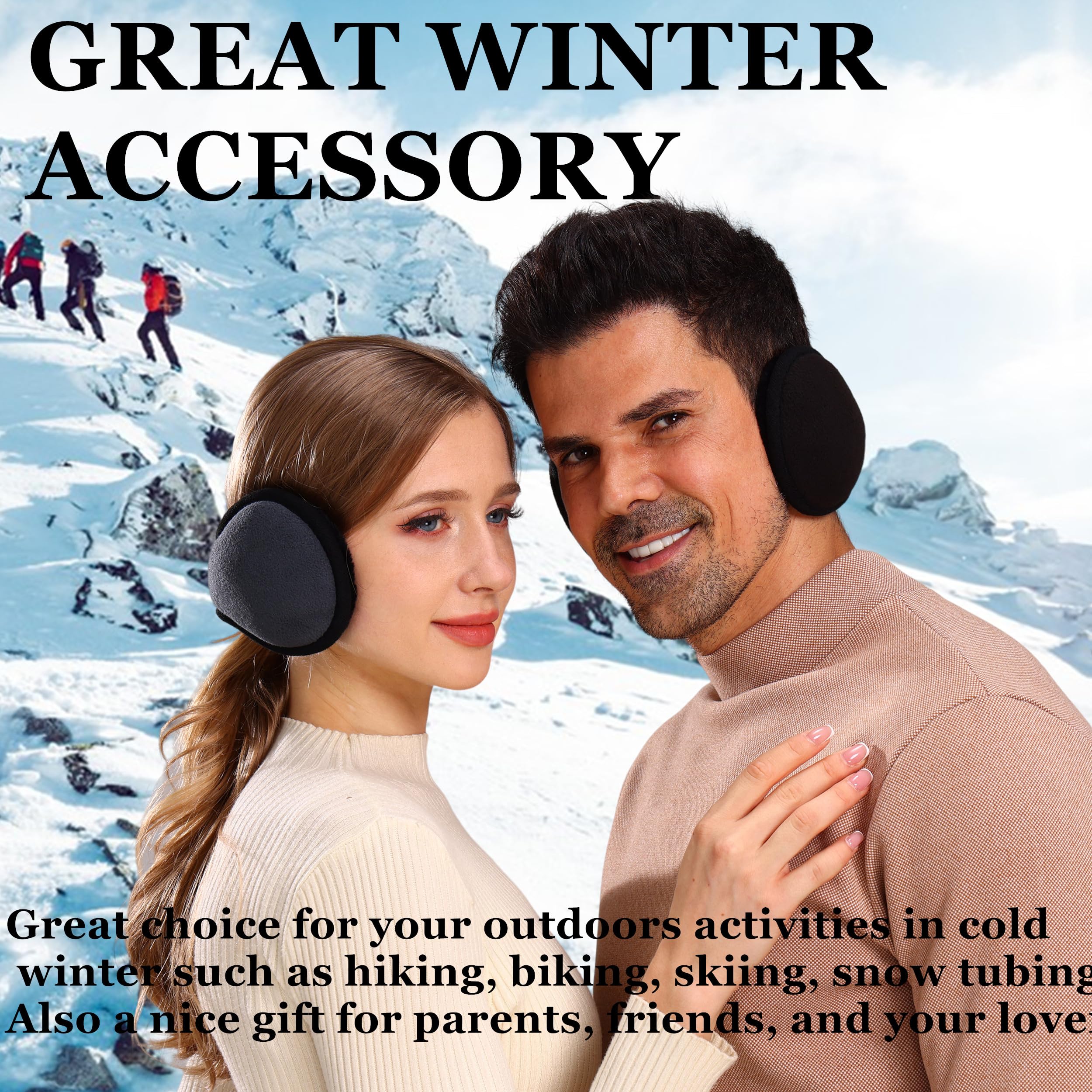 2 pack Cache-oreilles Chauds pour Femmes Couvre Oreilles Cache-oreilles Fille Hiver en Plein Air Couvre-oreilles pour Hommes Femmes Filles