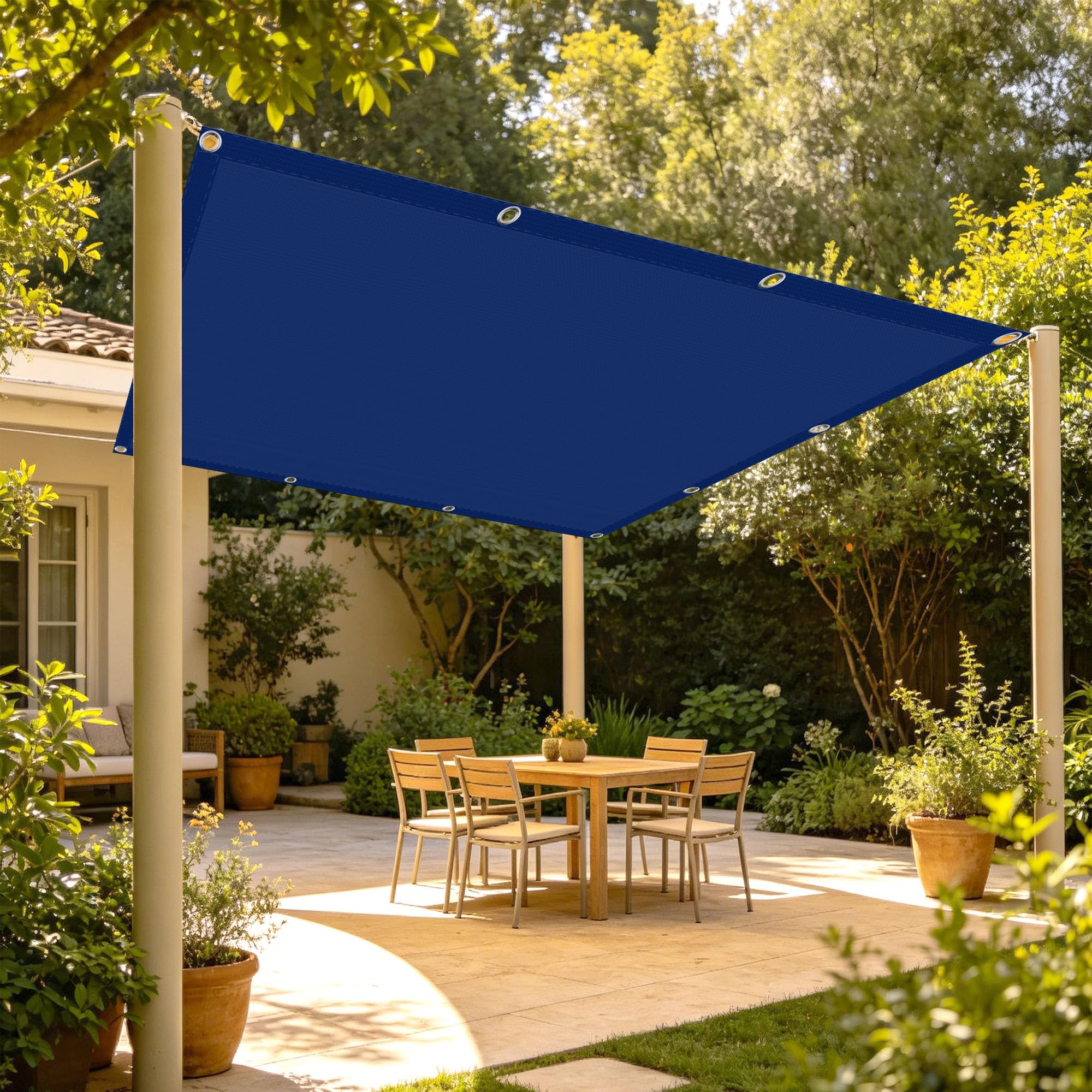 Voiles ombrages rectangulaire 160x360 cm bleu foncé pour terrasse et jardin