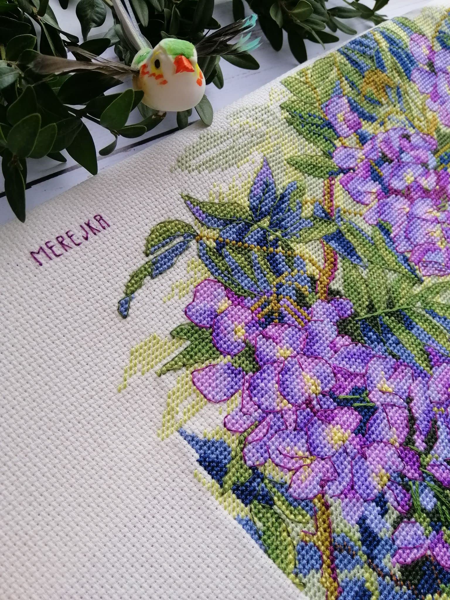 Merejka K-137 glicynia wzór licznika zestaw ściegu krzyżykowego, bawełna, wielokolorowy, 27 x 36 cm