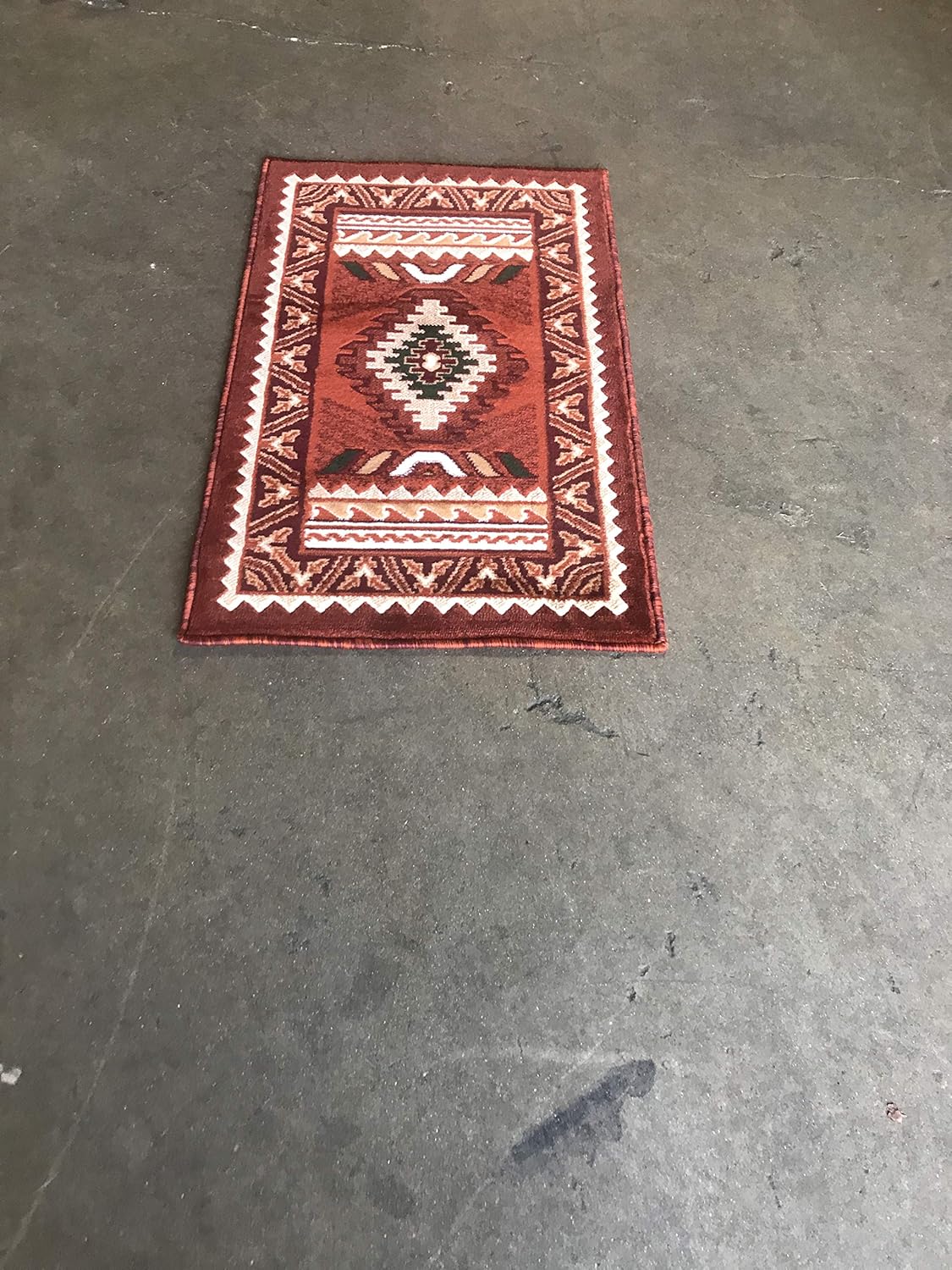 Southwest Native American Door Mat Area Rug Rust Terra Cotta Burgundy Green Beige Design D143 (2 Feet X 3 Feet 4 Inch)
