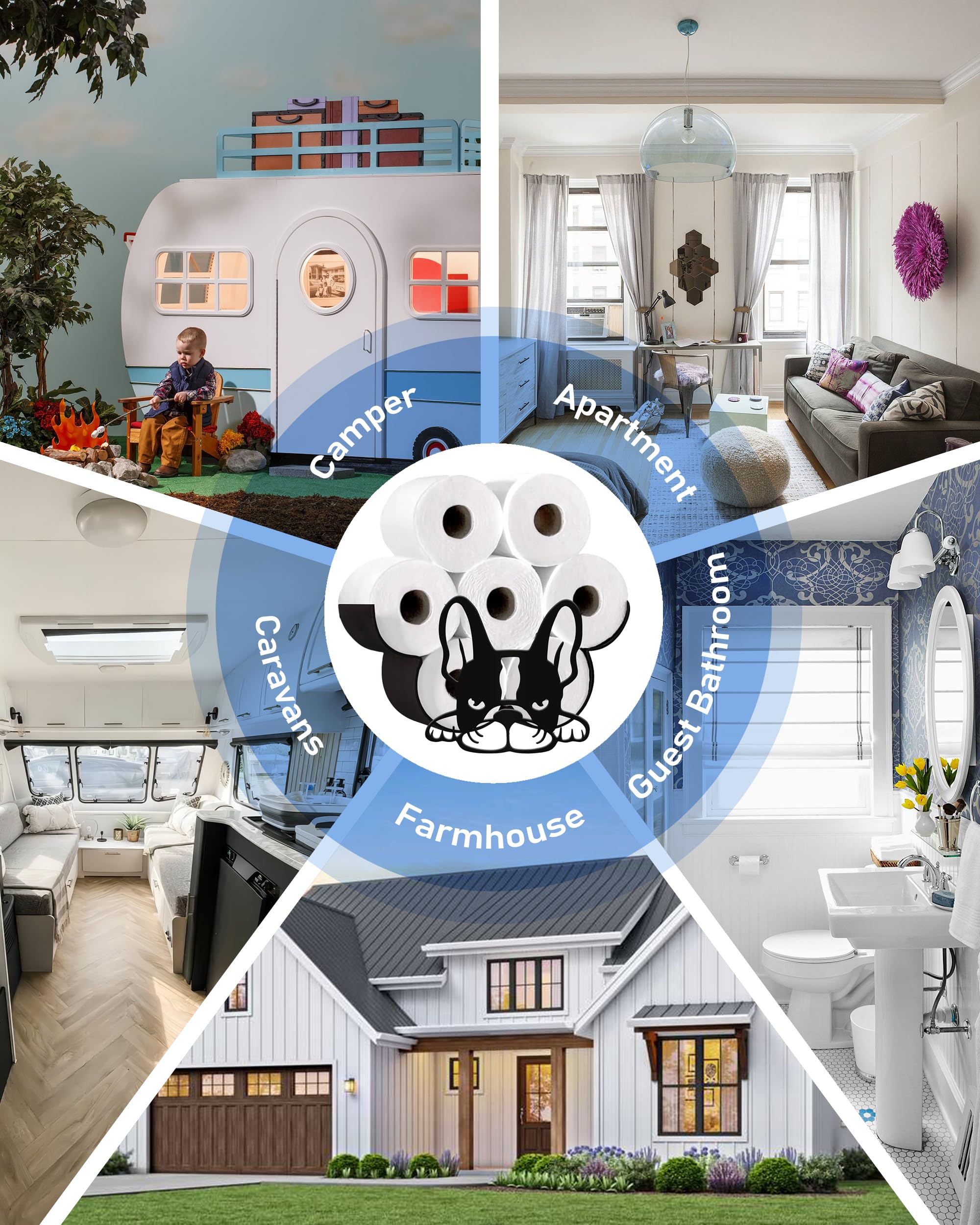 3 Stück Bulldogge Toilettenpapierhalter - Lustige Badezimmer Deko Ohne Bohren