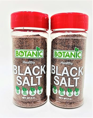 Sal negra KALA NAMAK grano fino 8oz paquete de 2 botellas