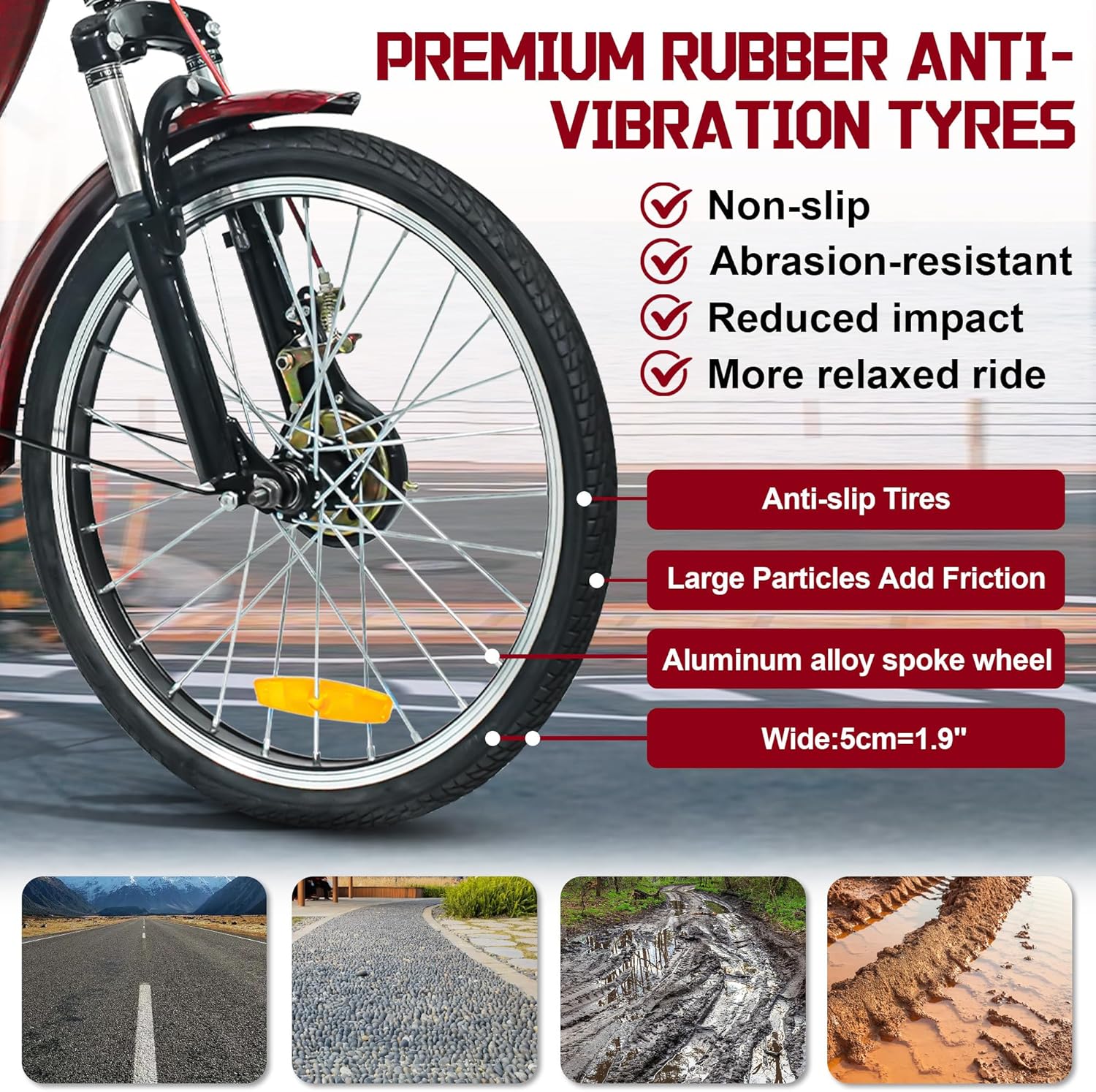MOOITZ Adult Tricycle, 20 Inch 3-Wheel Bikes, Trike for Adults with Seat and Seat Belt, Low Step-Through Cruiser Bike with Front and Rear Baskets, Adult Tricycles for Women, Seniors, Men