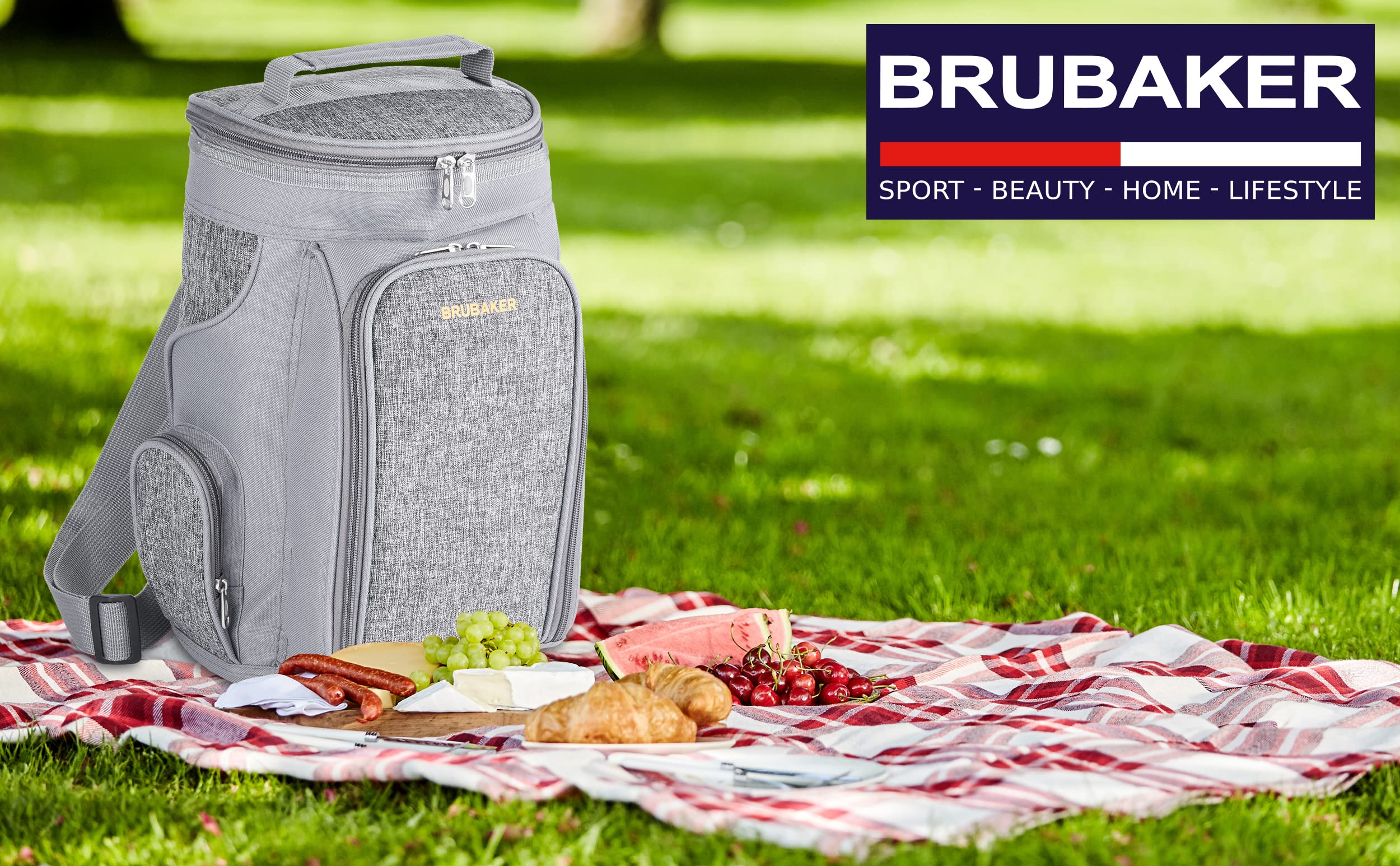 BRUBAKER Sac Isotherme pour 2 Bouteilles de Vin et de Champagne Jusqu'à 1,5 l, Sac Isotherme Rembourré - Sac Pique-Nique Isolé, Sac Thermique