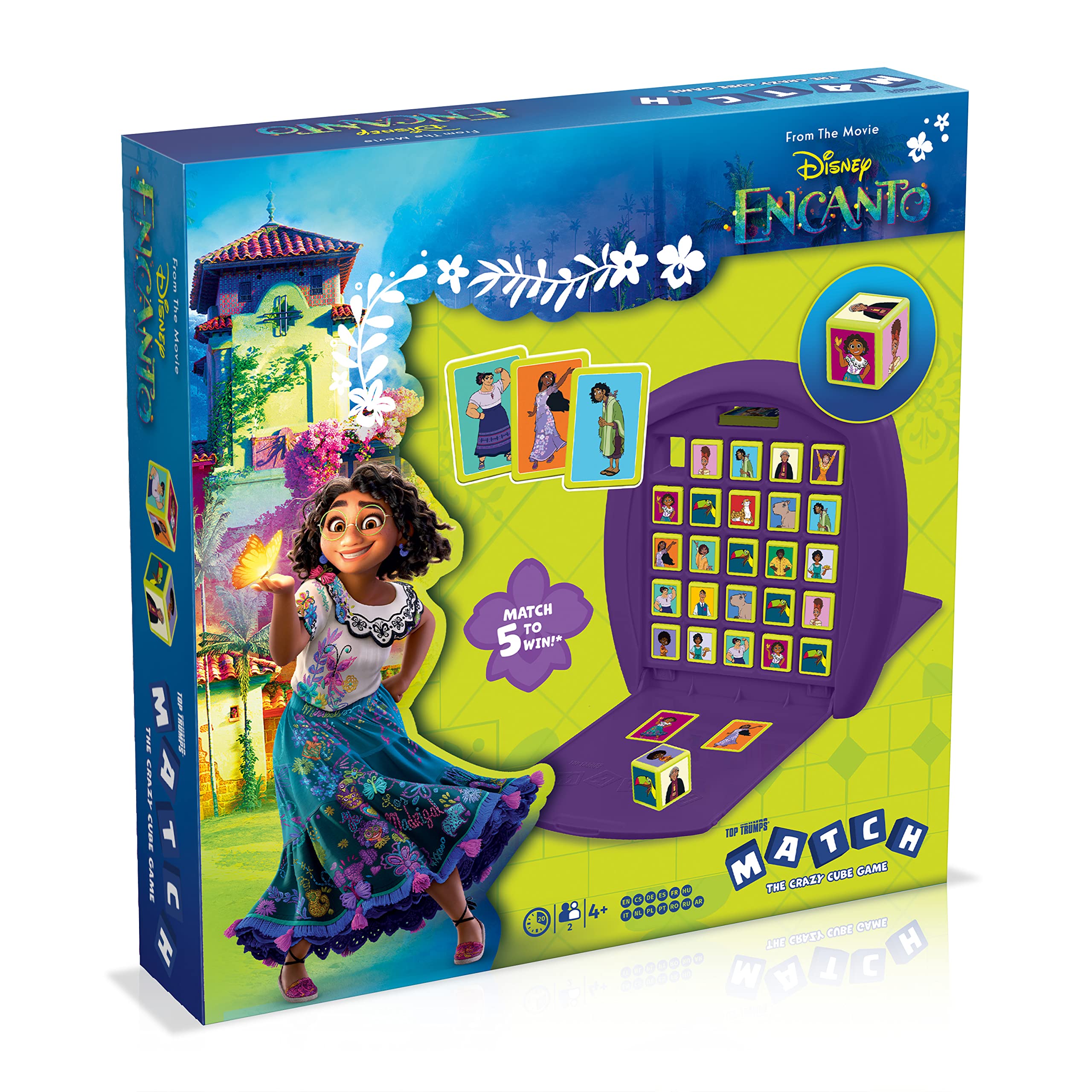 Top Trumps Encanto Match The Crazy Cube Game, play with 15 of your favourite characters including Mirabel