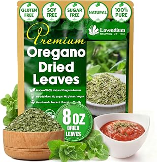 Lavendium Premium 8 oz Dried Oregano Leaves - 100% Pure Non-GMO Gluten-Free Vegan Herb for Pizza Sauces Cooking Resealable Bag
