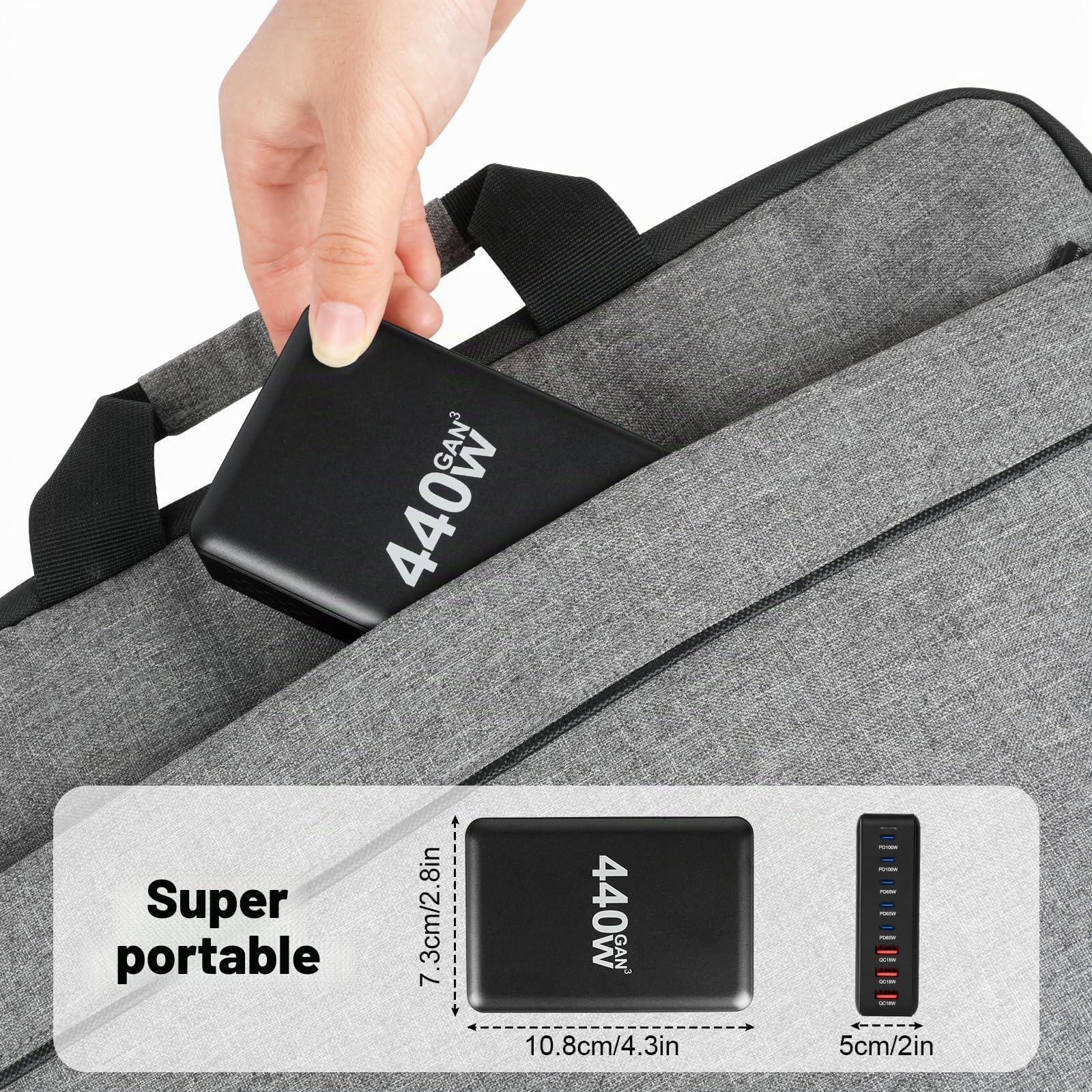 AXFEE Chargeur USB C Rapide 440W, Multiple GaN Chargeur Secteur | Chargeur Rapide Station de Charge Adaptateur avec 5 USB C+3 USB-A,Compatible avec MacBook Pro/Air, iPad, iPhone,Galaxy,Huawei