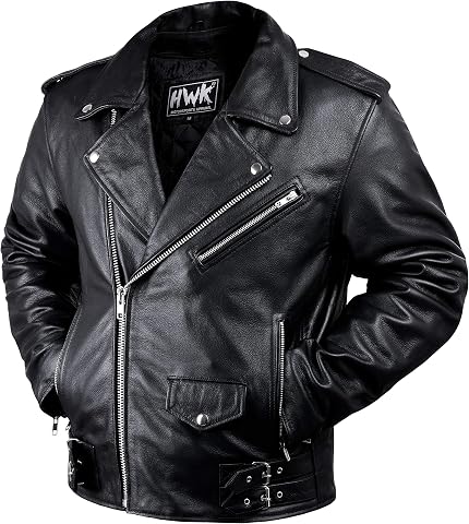 Black Leather Motorcycle Jacket for Men