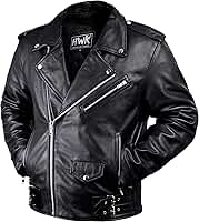 Brando Jaqueta de couro para motociclista masculina, jaqueta de couro preto genuíno com armadura CE removível para andar de motocicleta