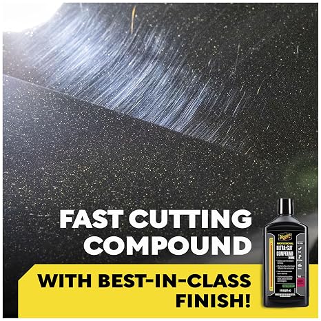 Meguiars Mirror Glaze M105 Ultra-Cut Compound, Car Rubbing Compound for Removing Scratches and Heavy Swirls While Adding Shine, Safe and Effective on All Glossy Car Paint and Clear Coats, 8 oz