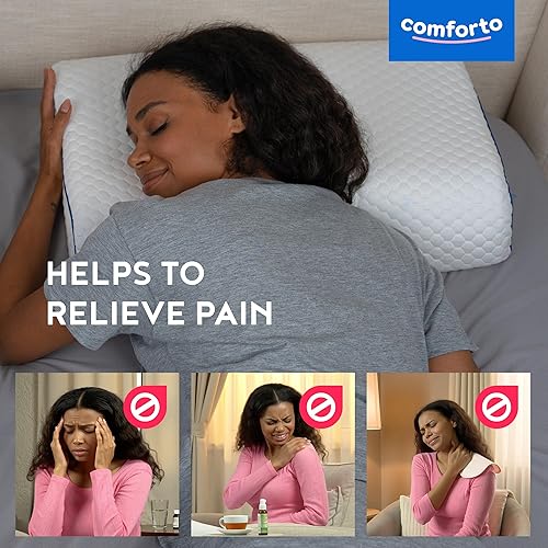 Miniatura 2 de Almohada ergonómica de espuma viscoelástica ondulada, almohada cervical para el cuello para personas que duermen de espalda, almohada de cama firme