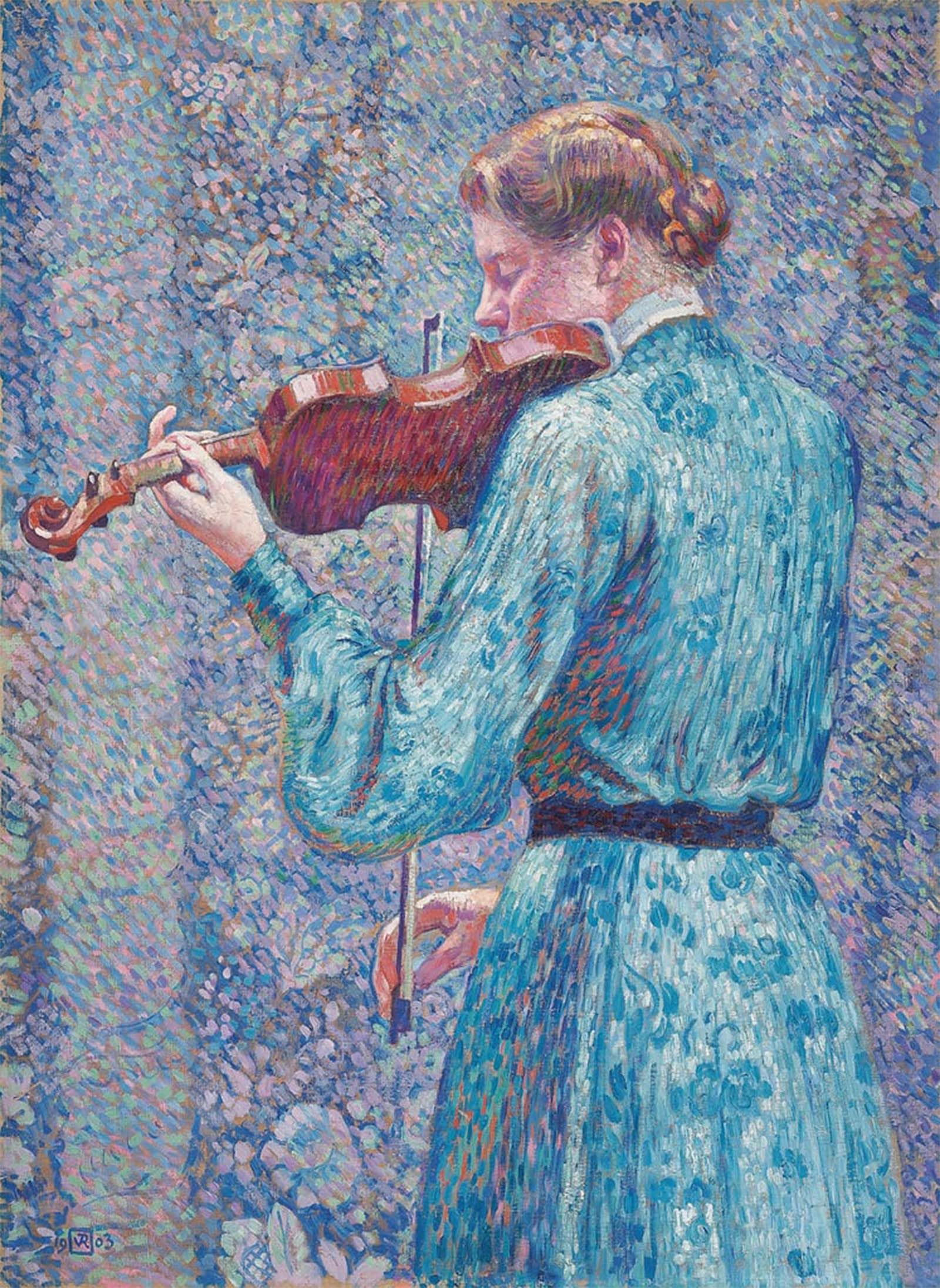 SERENDIPITP Vintage Wall Art Canvas Nordic Poster Canvas Print Picture Marie Anne Playing the Violin by Théo Van Rysselberghe Wall Art Poster for Home Decor 60x90cm