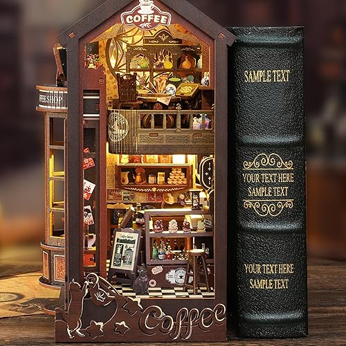 Miniatura 60 de ISSEVE Kit de rincón de libros para bricolaje, rompecabezas de madera 3D, kit de casa en miniatura para decoración de estantería, soporte mágico