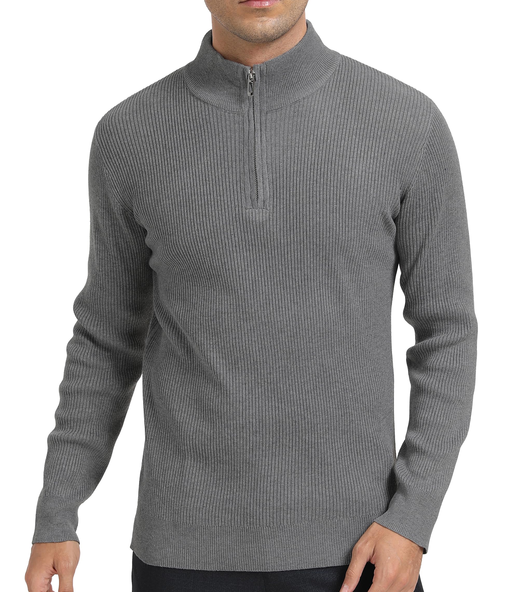 DAFENP Maglione Uomo Invernale Collo Alto con Zip Pullover Dolcevita Lavoro Caldo Lungo Sweater