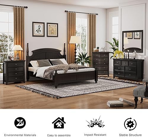 Miniatura 3 de BLANKSPACE Cómoda moderna para dormitorio, mesita de noche con 7 cajones en el pecho, armario de madera de gran capacidad para dormitorio, sala de