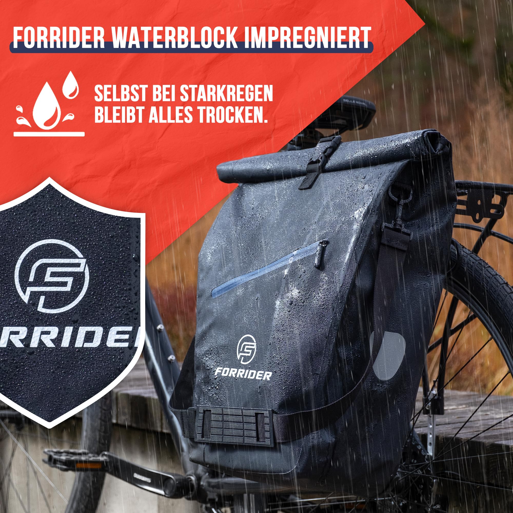 RAVE Voyage Fietstas, bagagedragertas (enkel), snelle montage zonder gereedschap dankzij Easy-Click-systeem, waterdicht, praktische mesh-zijvak, afneembare schouderriem