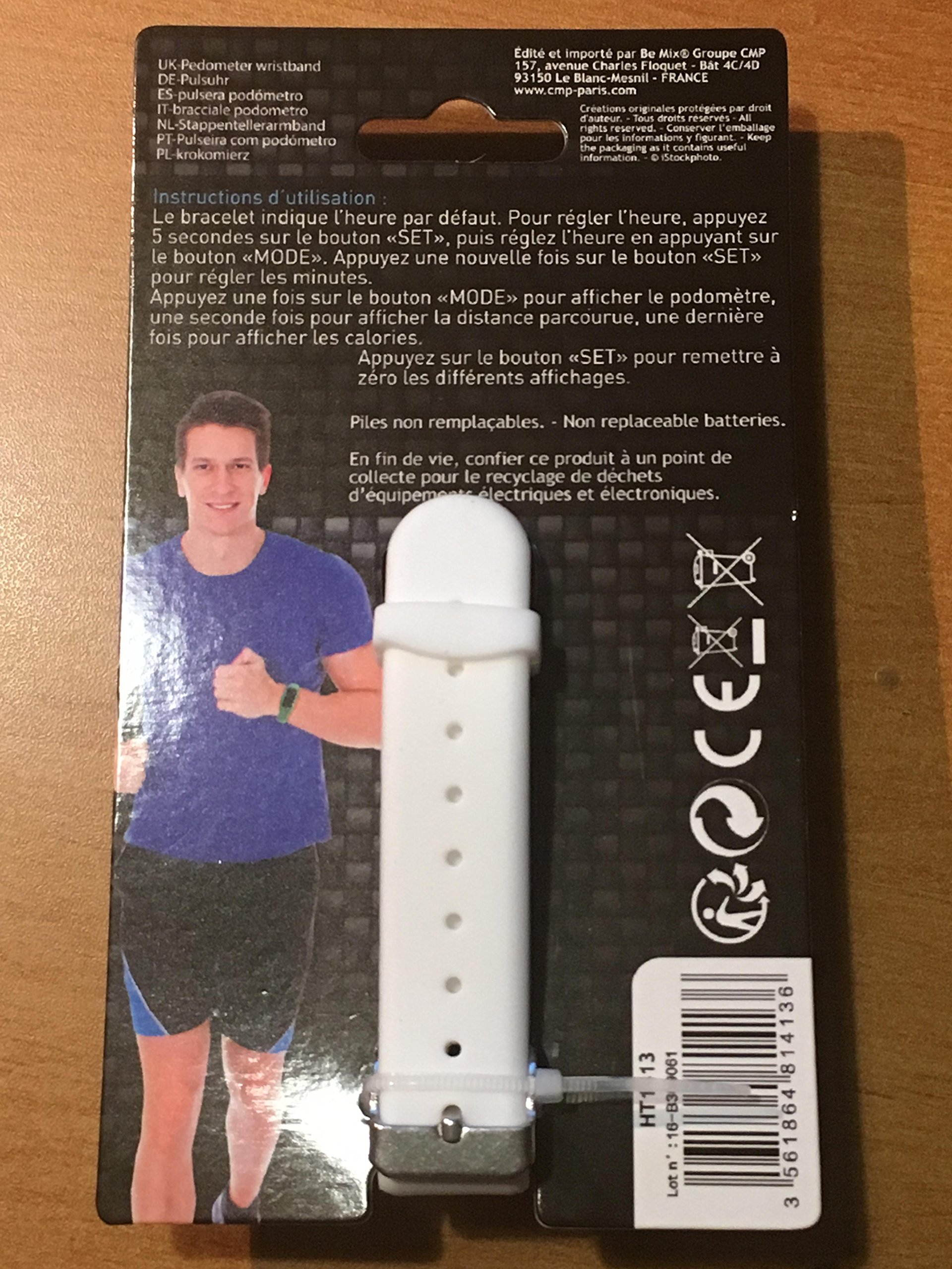 Montre Sport Multifonctions – Podomètre, Distance, Calories, Heure – Blanc, Pile Incluse