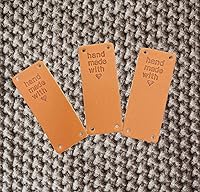 Vista 6 de 40 Pcs PU Leather Label Handmade Tag Label Embossed Tag Embellishment Knit DIY Apparel Accessories for Jeans Bags Shoes Hat - Handmade with Love