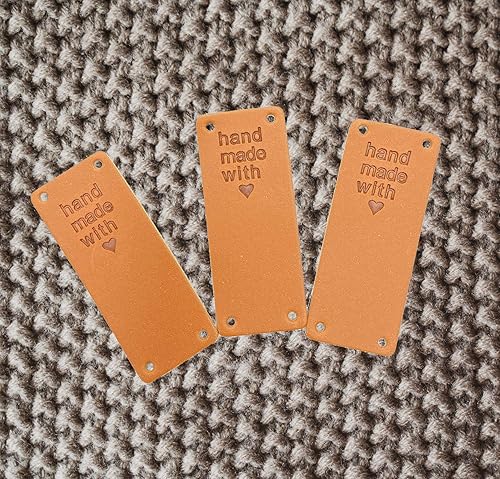 Vista 6 de 40 Pcs PU Leather Label Handmade Tag Label Embossed Tag Embellishment Knit DIY Apparel Accessories for Jeans Bags Shoes Hat - Handmade with Love