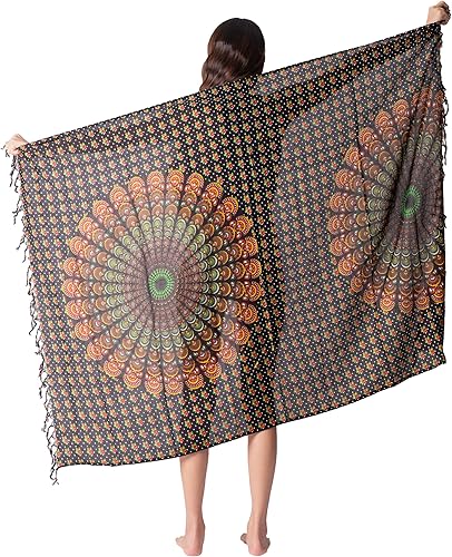 Miniatura 5 de B BANGKOK PANTS Falda bohemia para mujer, pareo, maxi faldas con lazo en la cintura para cubrir la playa