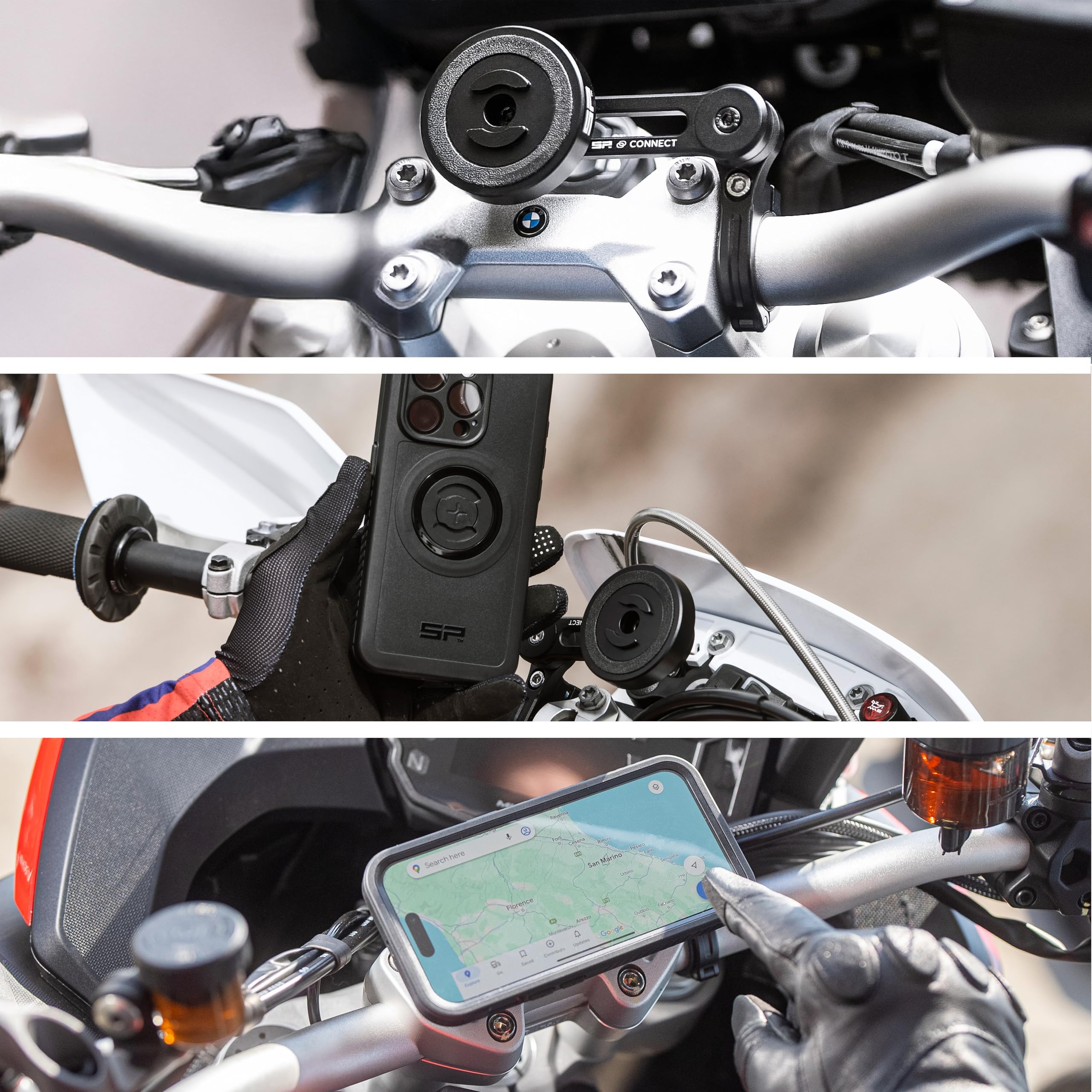 SP CONNECT Moto Bundle II AVM Xtreme | SPC+ | uchwyt kompatybilny z iPhone 17 | uchwyt na telefon komórkowy do motocykla | uchwyt na telefon komórkowy | akcesoria tłumiące wibracje do skuterów