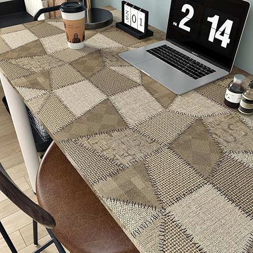 Miniatura 4 de Papel tapiz marrón para despegar y pegar, papel adhesivo de lino sintético para paredes, película de tela de vinilo autoadhesiva para armarios,