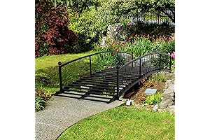 8 FT Metal Garden Bridge - Arc Footbridge with Siderails