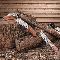 Vista 8 de WORKPRO Folding Utility Knife with Belt Clip and Extra 10-piece Blades, Wood Handle Heavy Duty Cutter, Quick-change & Back Lock