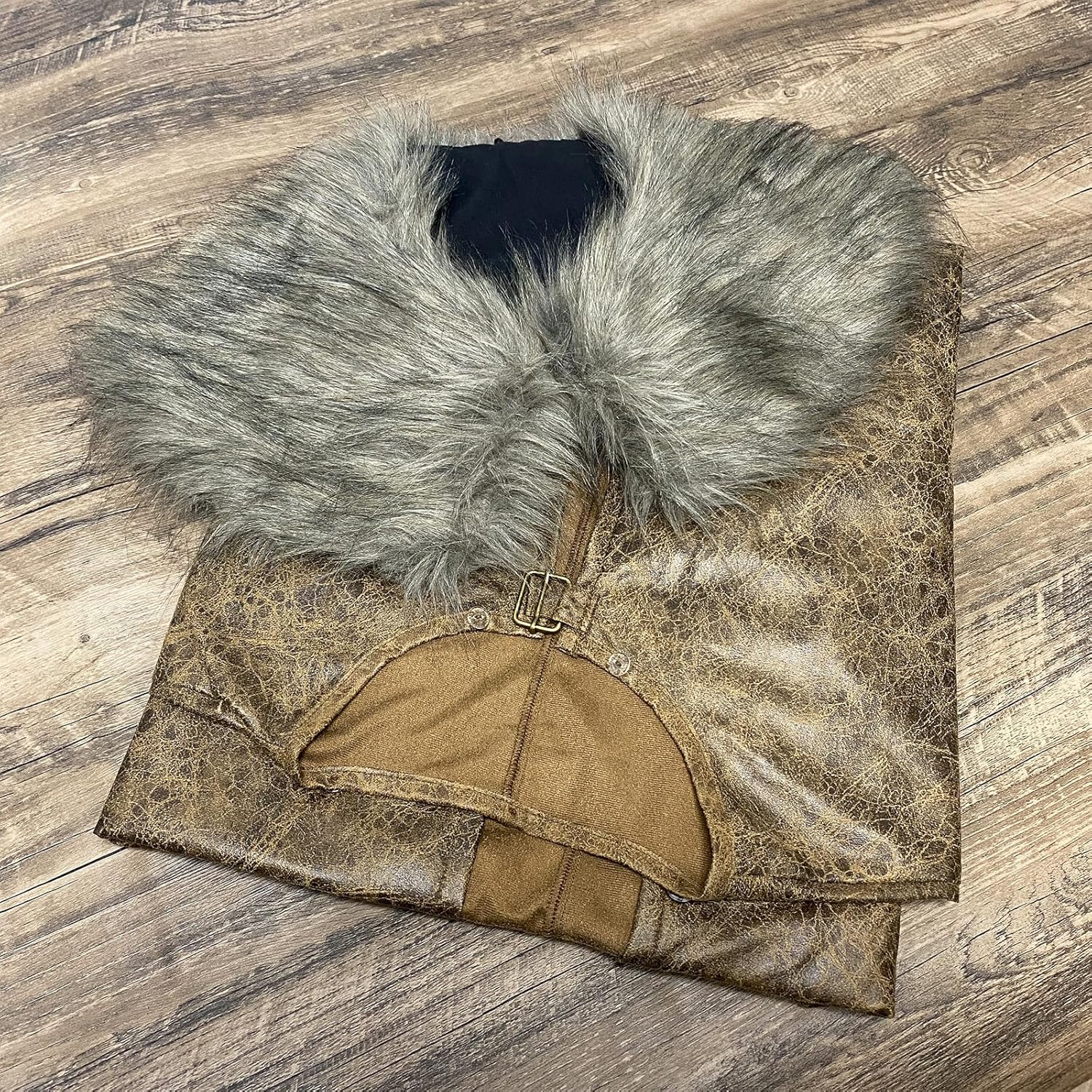 HiiFeuer Medieval Barbarian Cloak with Artificial Fur Shawl, Wrap Collar Viking Warrior Cape, Renaissance Role Play Costume - Image 5