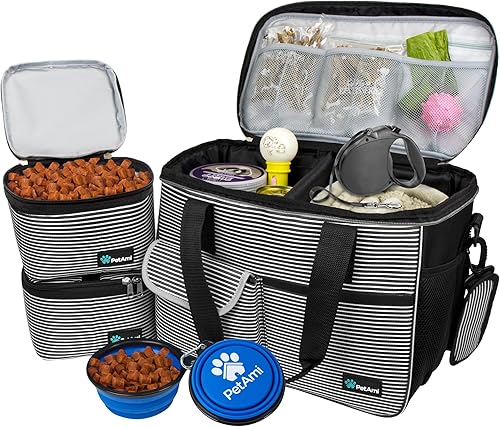 Miniatura 1 de PetAmi Bolsa de viaje para perro, organizador de bolsa con bolsillos multifunción aprobado para aerolíneas, con bolsa contenedora de alimentos y