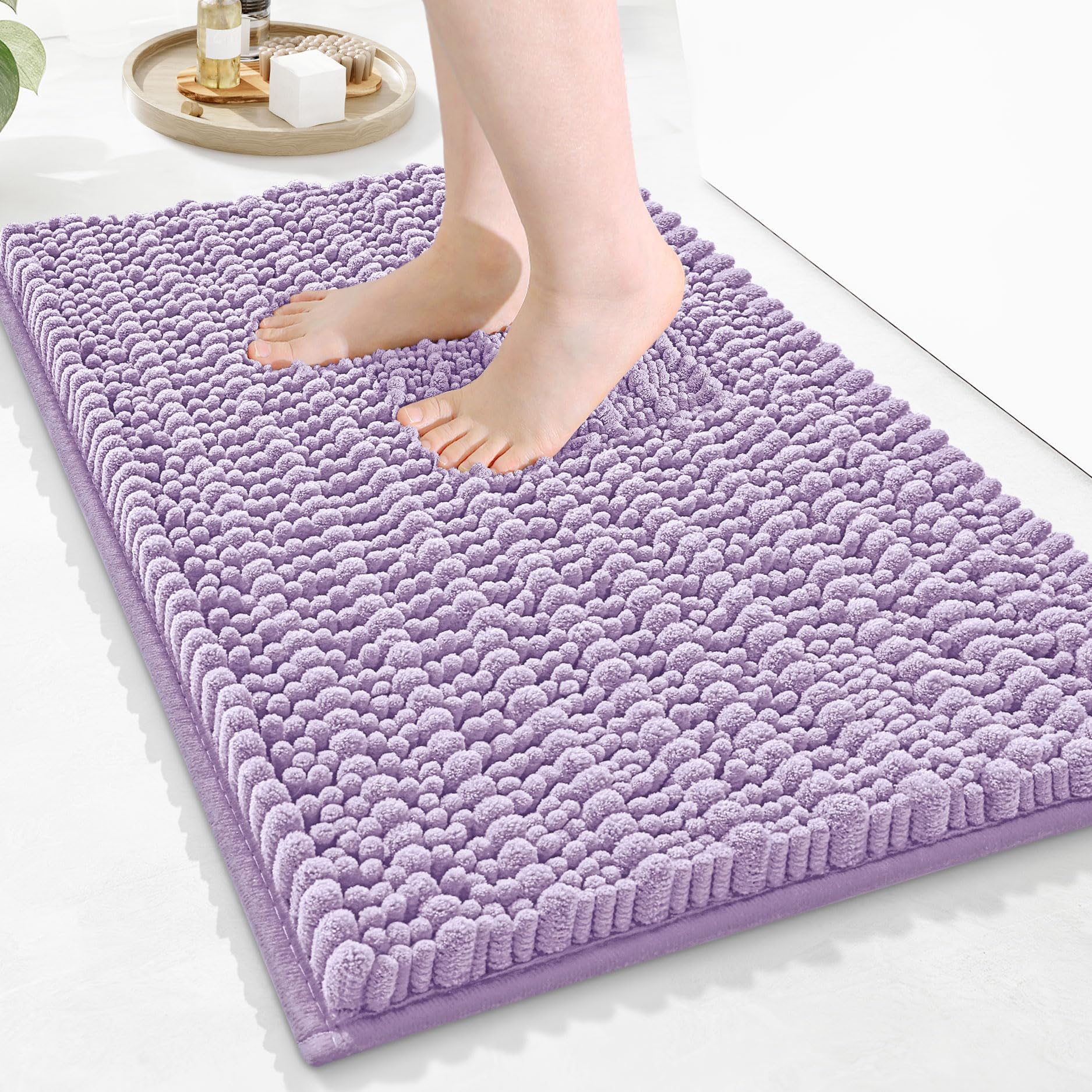 Arotive Luxury Bathroom Rugs 30x17, Extra Soft Thick Absorbent Shaggy Chenille Bath Rugs, Non-Slip Machine Wash Dry, Bath Mats for Bathroom Floor, Tub