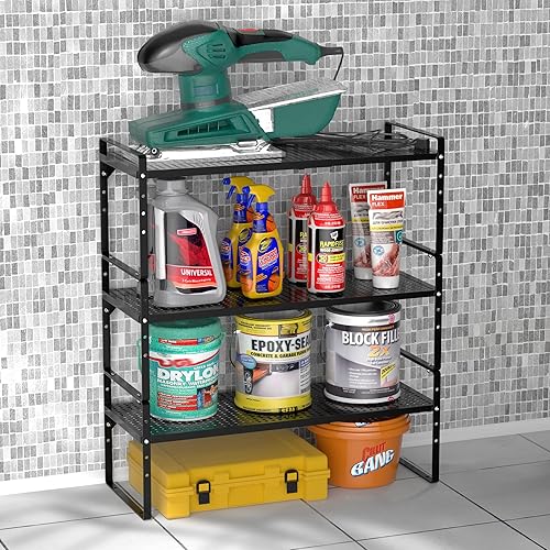 Miniatura 8 de iPEGTOP Paquete de 2 estantes de almacenamiento grandes expandibles para gabinete, estante de especias de metal de acero apilable resistente, altura