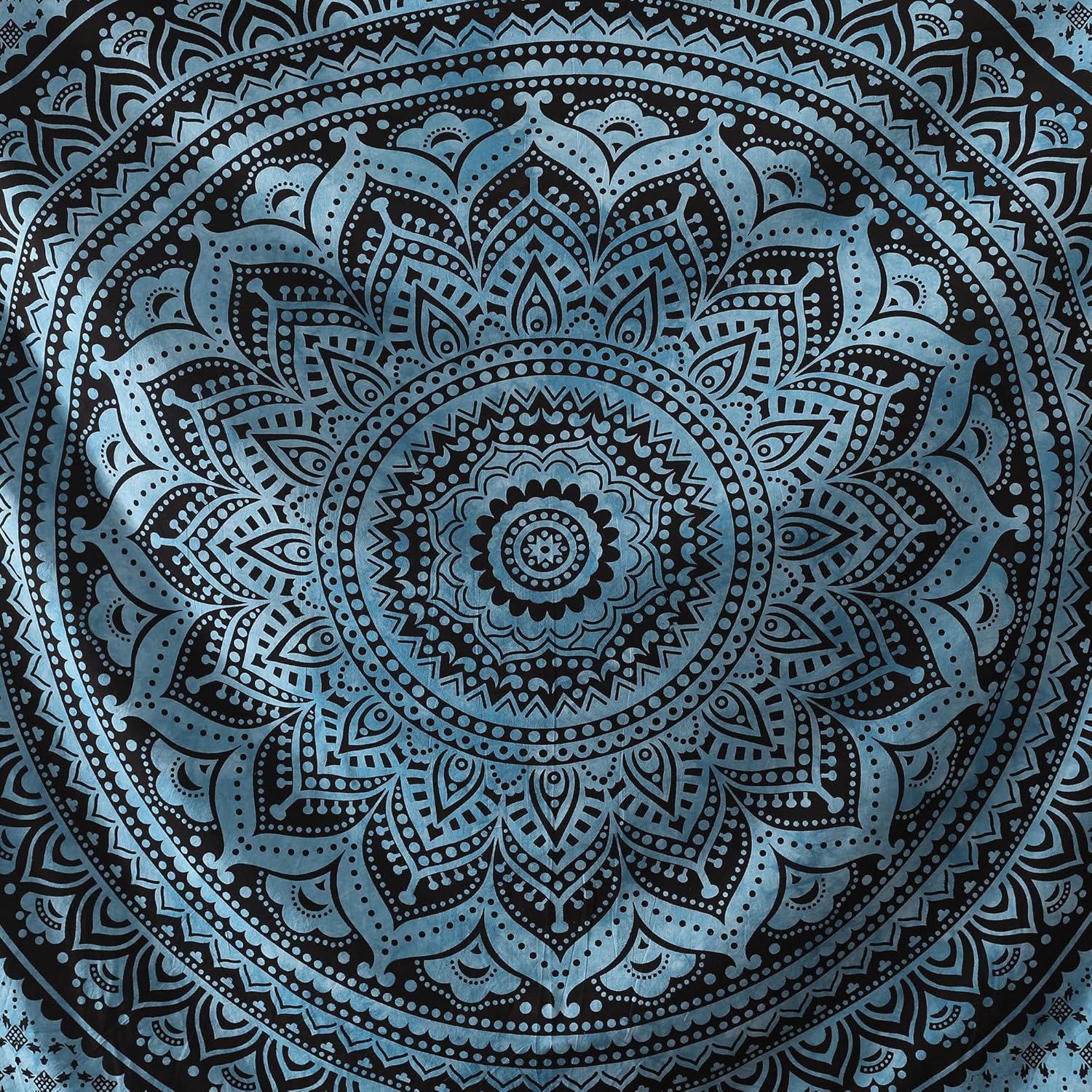 Popular Handicrafts Queen Mandala Hippie Tie dye Psychedelic Ombre Tapestry Wall Hanging - Indian Maditation Gypsy Bohemian Hippy Dorm Room Decor Blue 81x88 Inch
