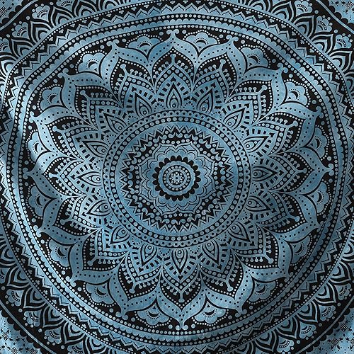 Vista 28 de Popular Handicrafts Tapestry Wall Hanging Hippie Ombre Mandala Bohemian HippyMetallic Shine Intricate Indian Tapestries Bedspread 84 x 90 Inches