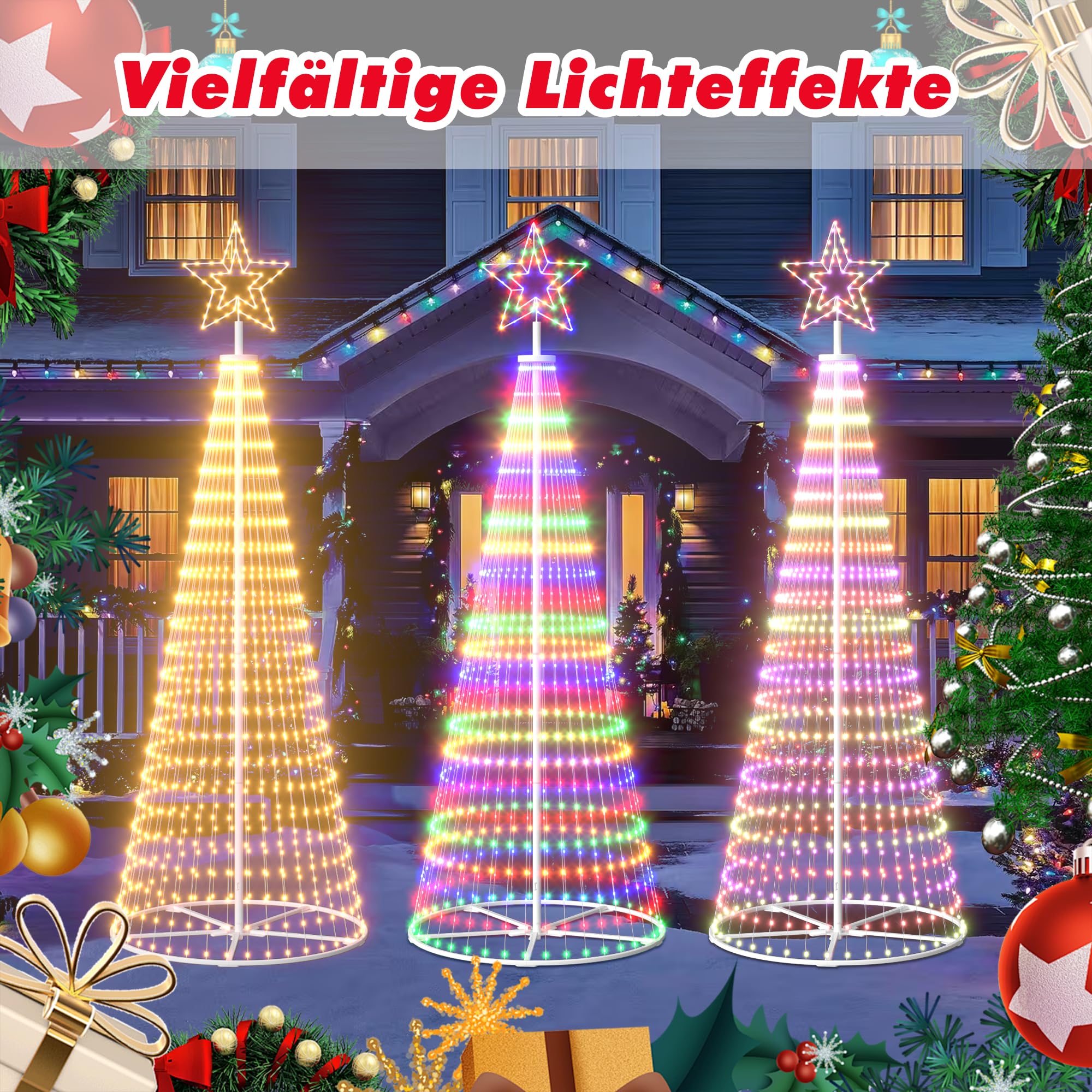 3,6M LED Weihnachtsbaum Metall Außen, Weihnachtsdeko Lichterbaum Outdoor - 660 LEDs mit Stern, App & Fernbedienung, Dimmbar, Timer, IP44 Wasserdicht - für Garten, Rasen (Warmweiß)