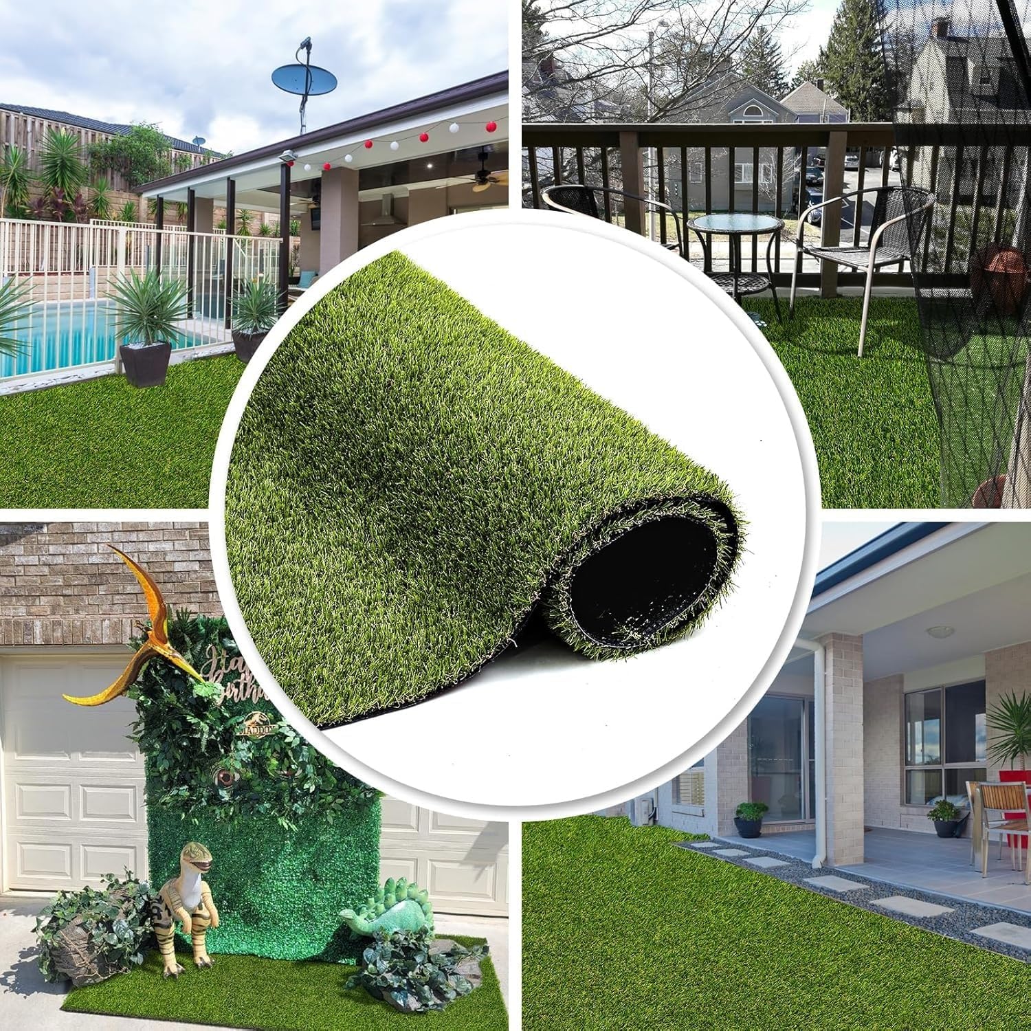 Realistic Artificial Turf Rug,3'x5' Reusable Grass Mat with Drainage Hole for Dog Potty Training Indoor Outdoor(Green,2 * 10)