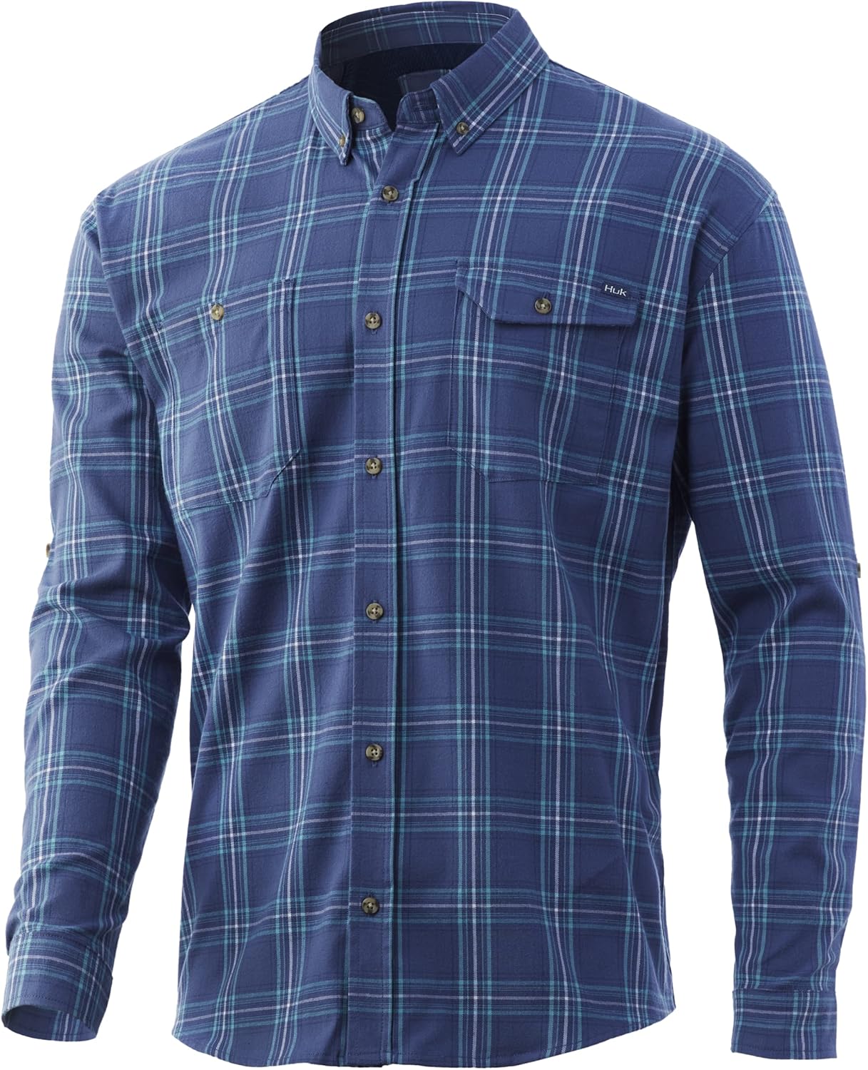 HUK Mens Flannel Shirt | Performance Button Down