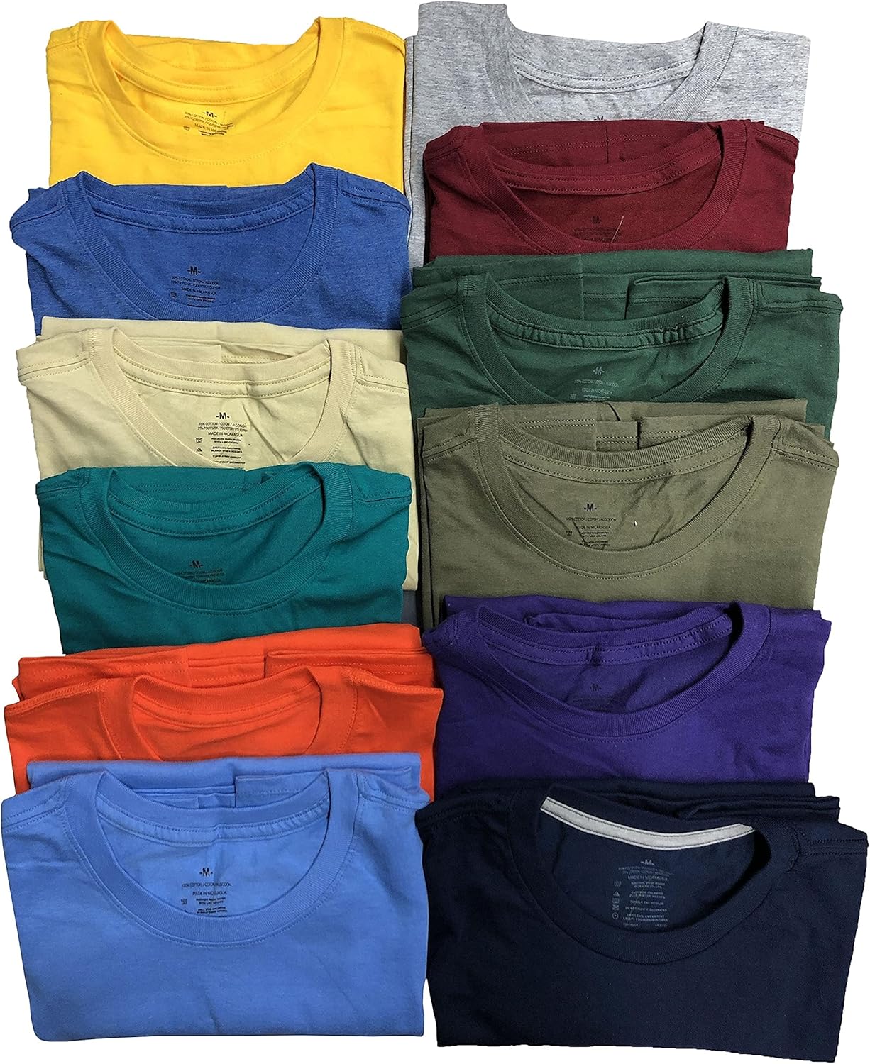 SOCKS'NBULK Men's Cotton Crew Neck Regular T-Shirts Bulk Short Sleeve Lightweight Tees Mix Colors - Image 5