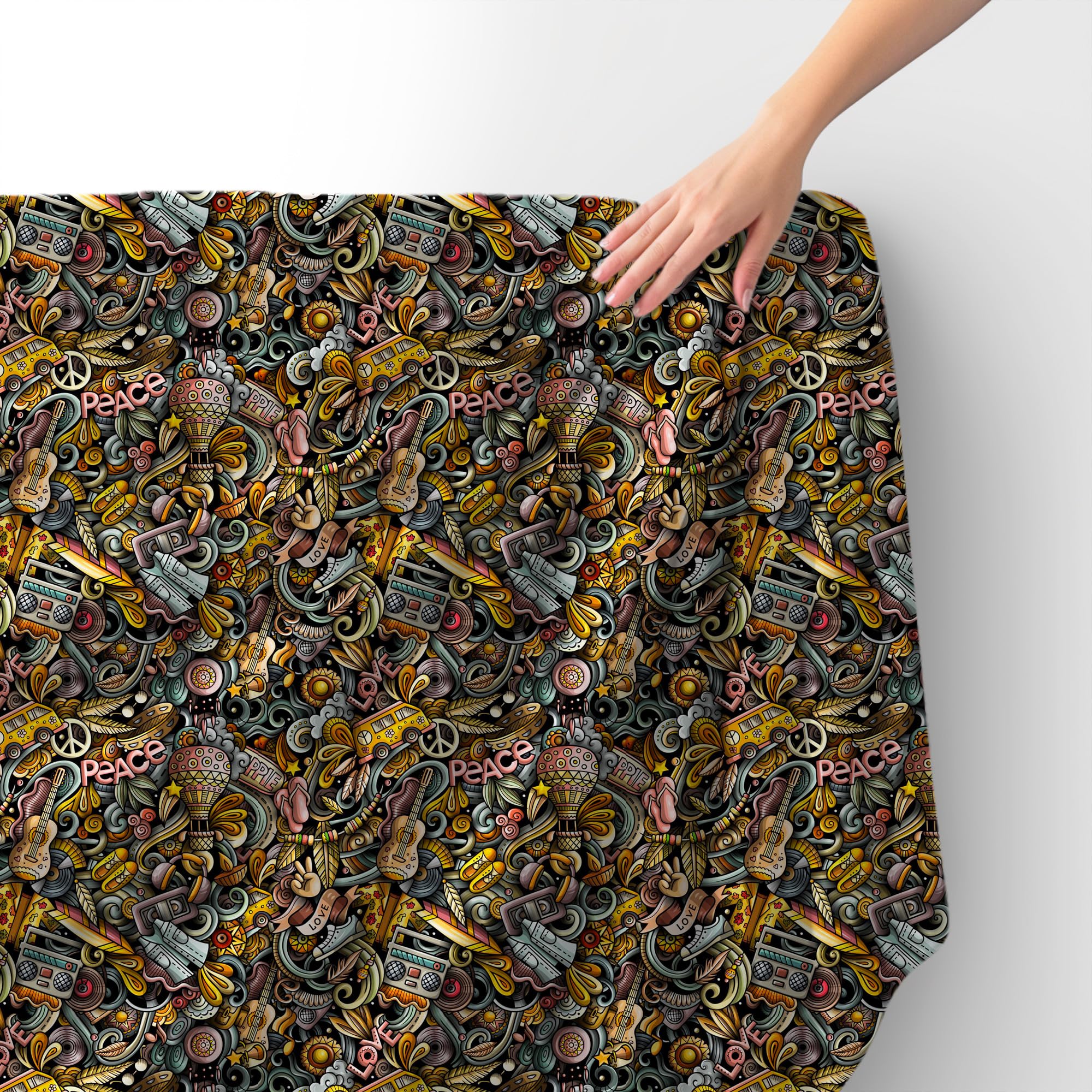 HEKO PANELS Tkanina velvet obiciowa drukowana, hipis, 3 metry 140 x 300 cm