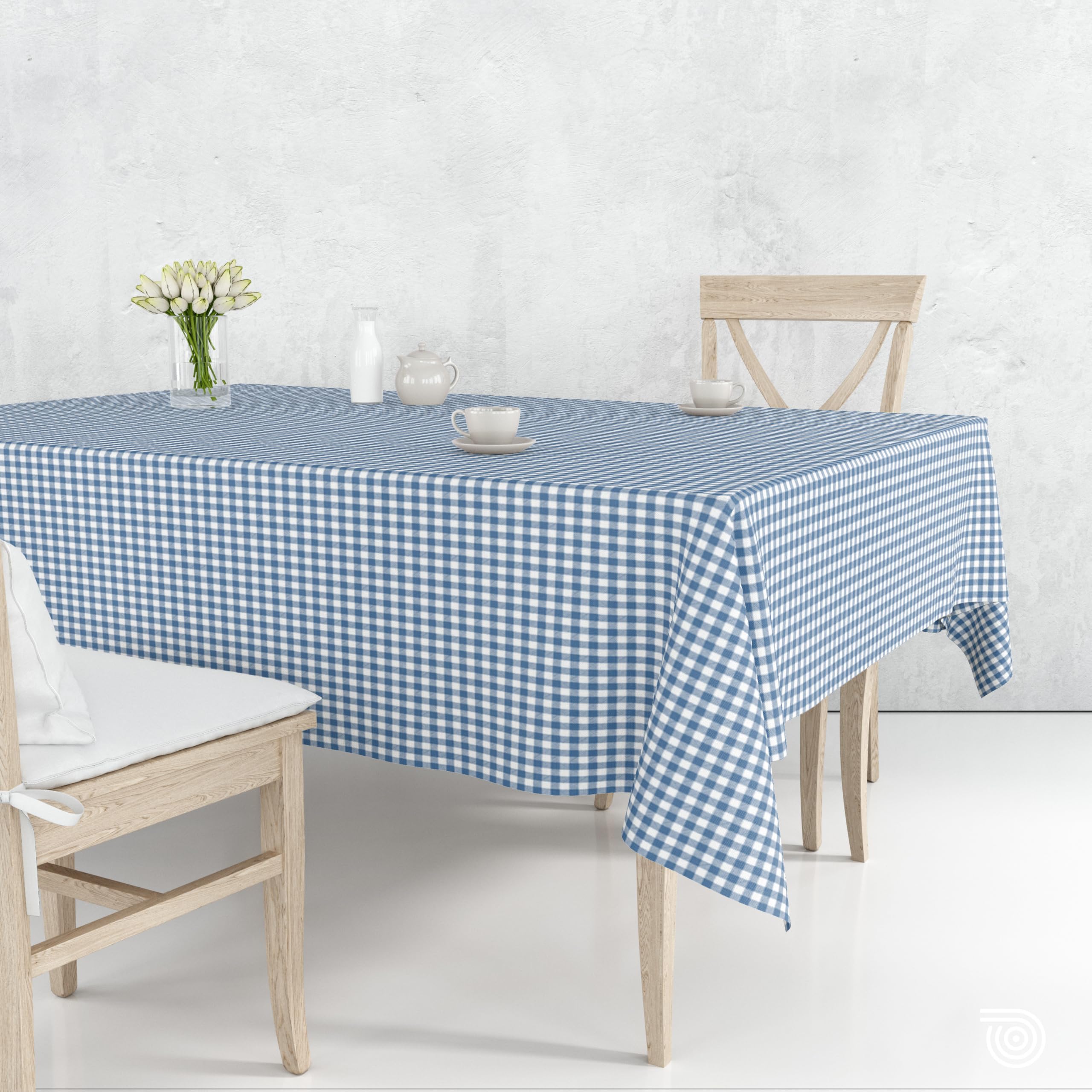 Nappe de Table Toile Cirée à Carreaux imperméable Décor Traditionnel – Largeur 140 cm – Livraison roulée et sans Plis (Bleu, Rectangle 140 x 350 cm)