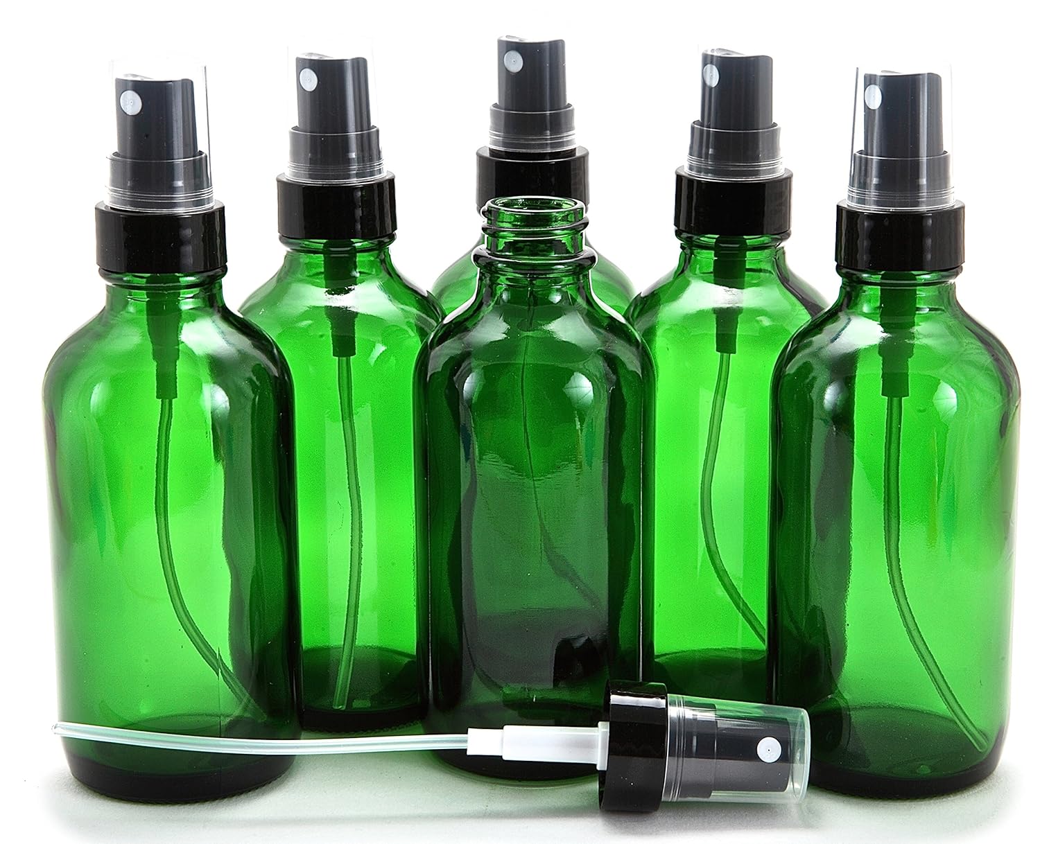 Vivaplex, 6 Glass Bottles with Black Fine Mist Sprayer, 4 oz, Green : Home & Kitchen