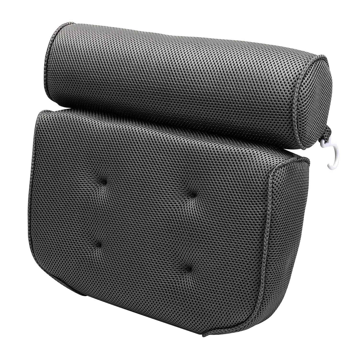 Taylor & BrownSpa Bath Pillow with Head, Neck, Shoulder and Back Support. Non-Slip, Extra Thick, Soft and Large 38x35cm for The Ultimate Relaxation Experience. Fits Any tub, Grey