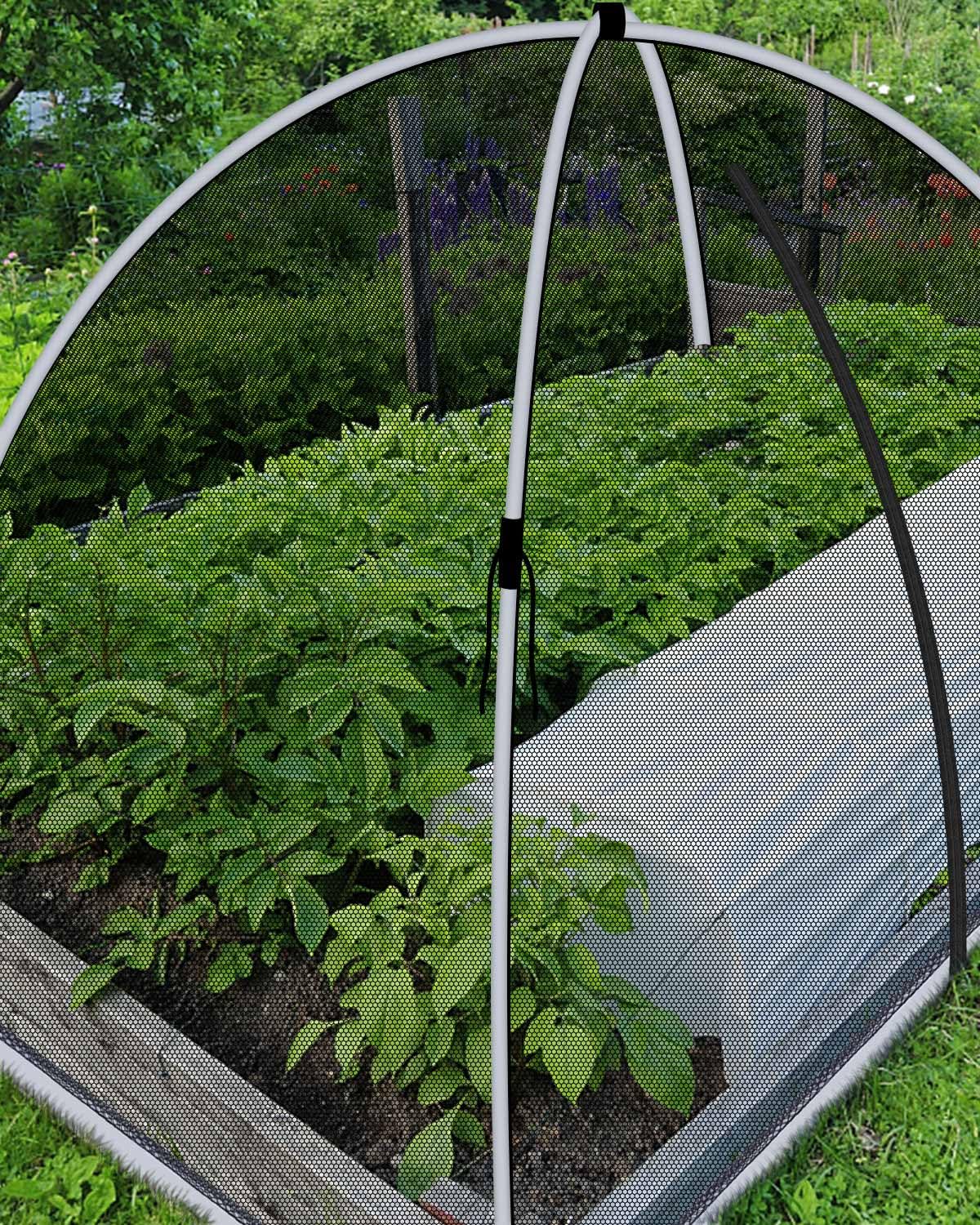 1,5 x 2,1 m Teichabdeckungskuppel, Gartenteichnetz, Teichnetz, Zelt mit Seilen, Heringen und Fiberglas-Stangen, Teich- und Gartenabdeckung, Schutzzelt, Kuppelnetz für Teich, Pool und Garten