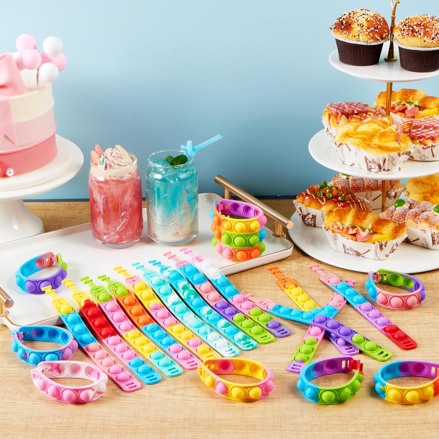 JOYIN Pop Fidget Toys pops Bulk 25 Pack Party Favors for Kids 4-8,8-12 Year, Fidget Bracelets Sensory Toys for Classroom Birthday Carnival Prizes Gifts Goodie Bags Stuffers for Kids image 7 of 8 B0D1489VD7