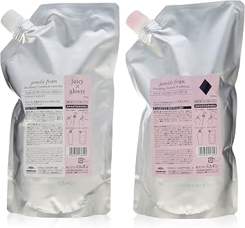 Milbon Gemir Fran Diamond Shampoo D 33.8 fl oz 1,000 ml + Treatment Juicy Glossy 35.4 oz 1,000 g Refill Set