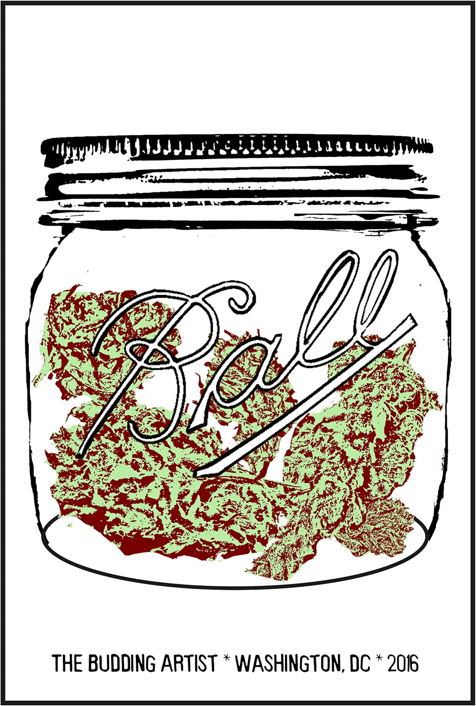 The Budding Artist Sour Diesel in Tall Mason Jar Print