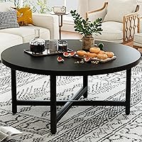 Vista 8 de Mesa de Centro, Mesas de Centro Pequeñas de 23.6", Mesas de Centro Redondas Negras para Sala de Estar, Mesa de Piso para Sentarse en el Suelo, Mesa