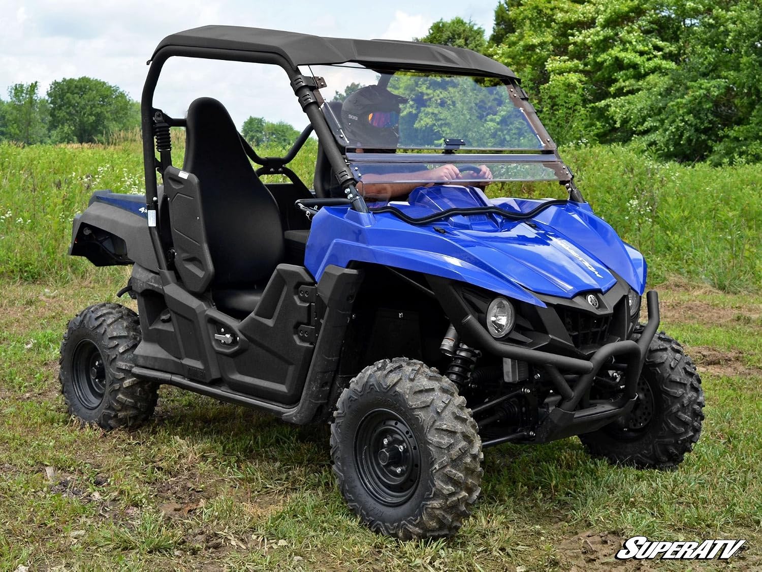 SuperATV Scratch Resistant 3-in-1 Flip Windshield for 2015-2018 Yamaha Wolverine, Open, Vented Or Fully Closed, 1/4” Polycarbonate 250x Stronger than Glass, USA Made
