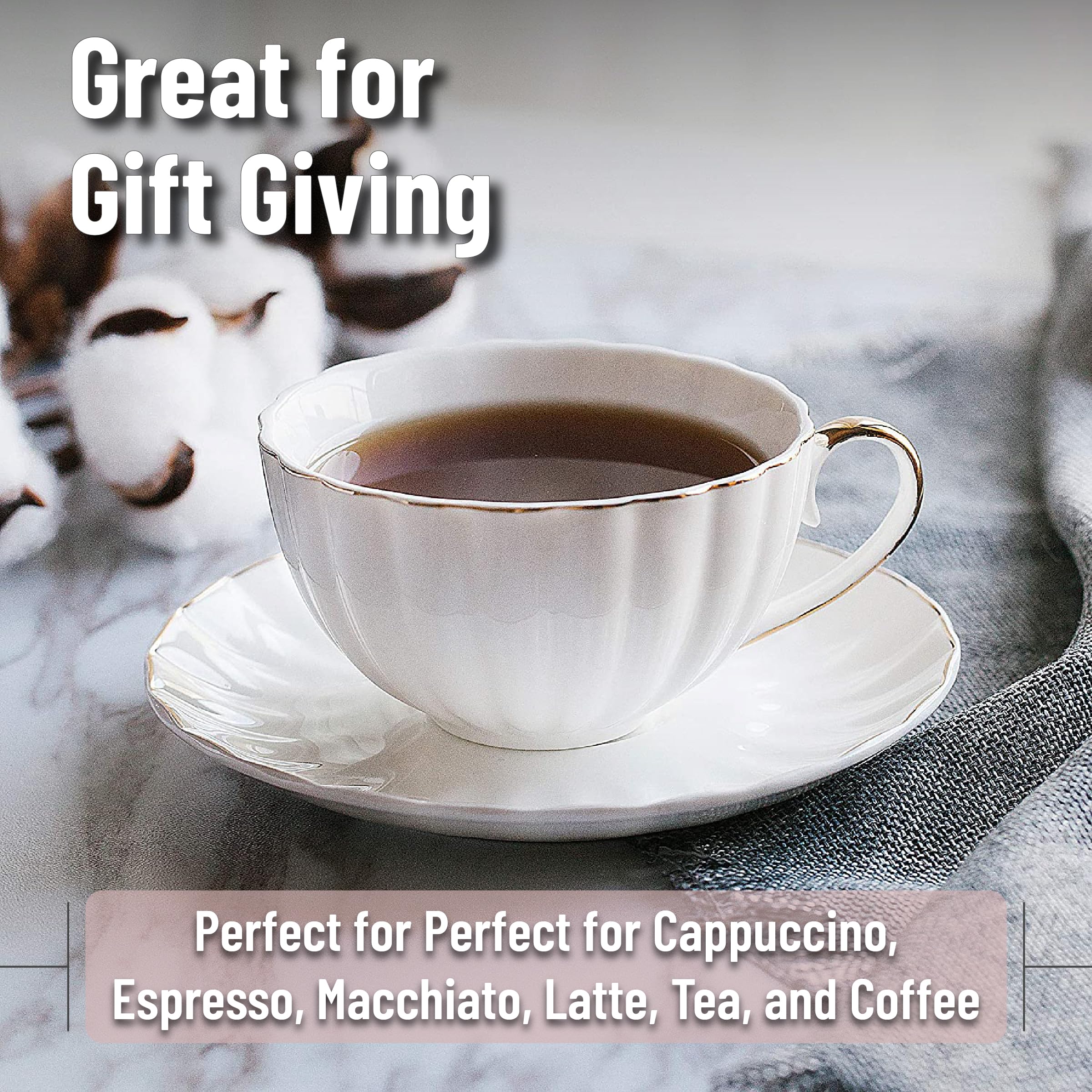 Amazon.com | BTaT- Cappuccino Cups with Saucers 7 oz, Set of 12